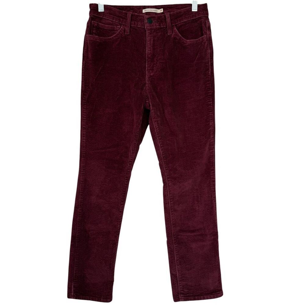 Levi's Women's 724 High Rise Straight Corduroy Jeans Burgundy Size 29/8